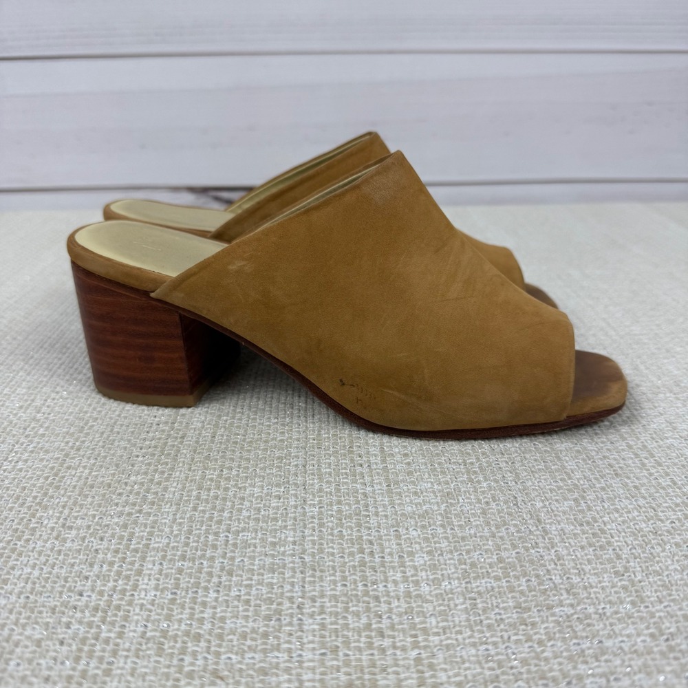 Nisolo Leather Mule Block Heel Slip‎ On Open Toe Heels 8